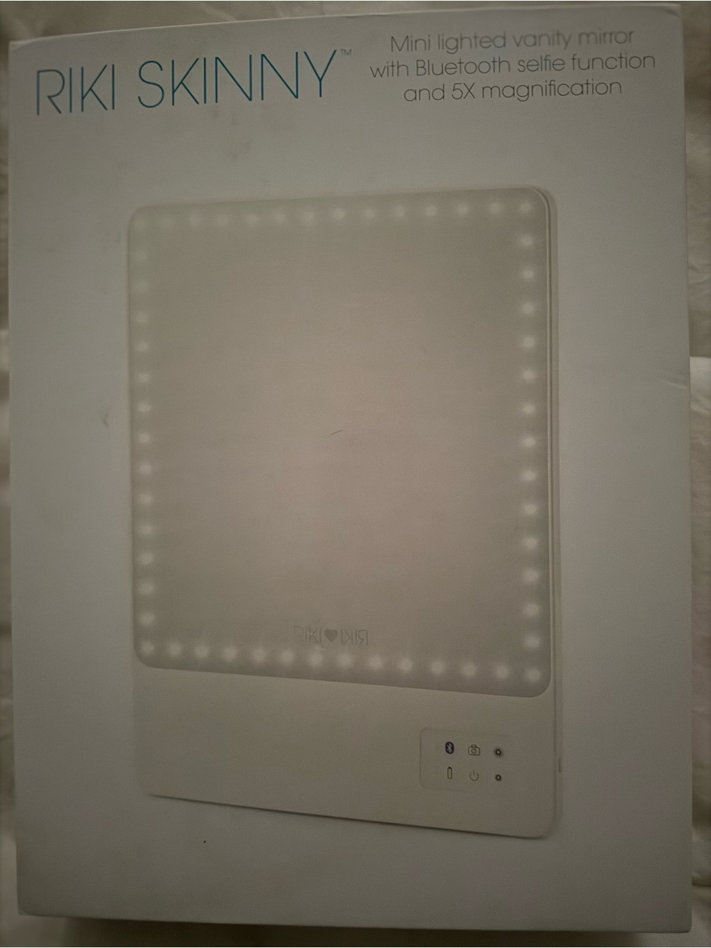 Riki Skinny White Mini Lighted Vanity Mirror with Bluetooth